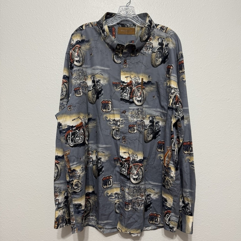 Clearwater Outfitters Motorcycle AOP Long Sleeve Button Up Shirt Mens Size XXL